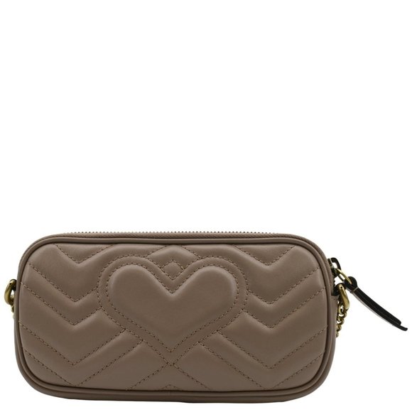 GUCCI  Mini GG Marmont Chain Leather Crossbody Bag Dusty Pink - Picture 4 of 13